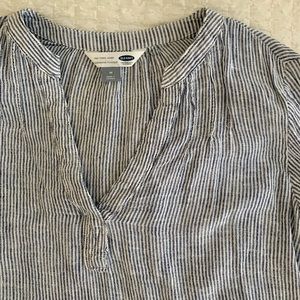 Old Navy white/blue striped linen top, size M